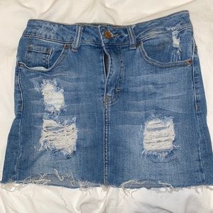 Stretchy denim mini skirt
